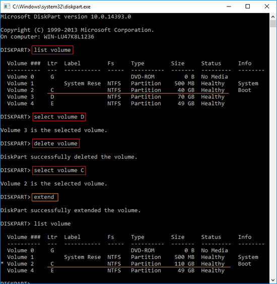 Diskpart extend C